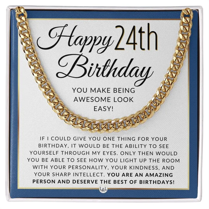 ShineOn Fulfillment Necklaces 24th Birthday Gift For Him Chain Necklace For 24 Year Old Mans Birthday Great Birthday Gift For Men Jewelry For Guys ShineOn Fulfillment Necklaces 24th Birthday Gift For Him Chain Necklace For 24 Year Old Mans Birthday Great Birthday Gift For Men Jewelry For Guys