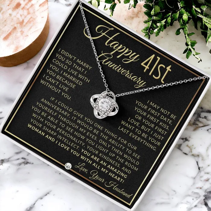 ShineOn Fulfillment Necklaces 41st Anniversary Gift For Wife Beautiful Womens Pendant Necklace Heartfelt Anniversary Message
