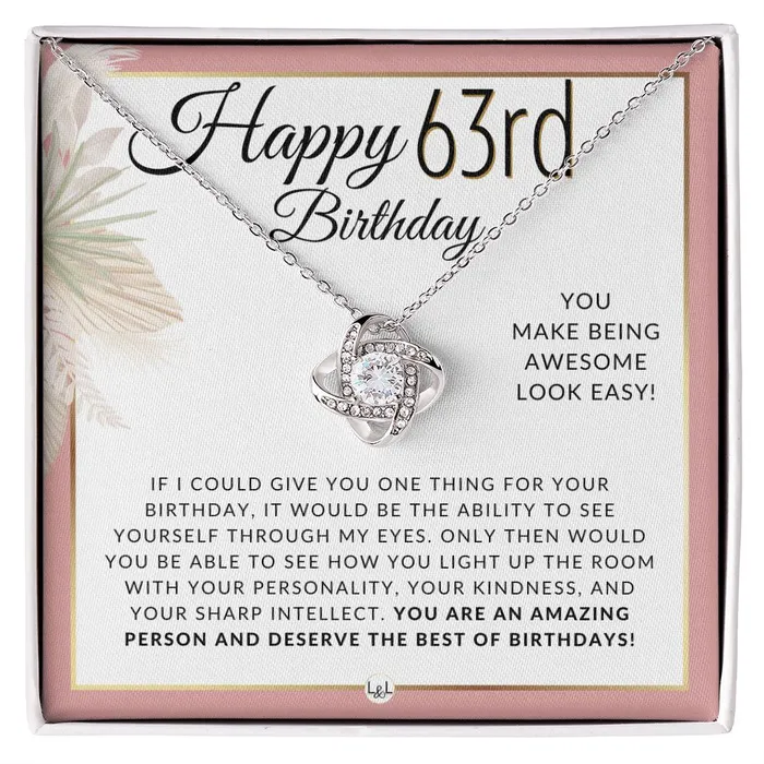 ShineOn Fulfillment Necklaces 63rd Birthday Gift For Her Necklace For 63 Year Old Beautiful Womans Birthday Pendant Jewelry
