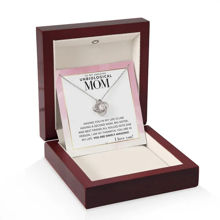 ShineOn Fulfillment Necklaces Amazing Unbiological Mom Gift Present for Stepmom Bonus Mom Second Mom Unbiological Mom or Other Mom Great For Mothers Day Christmas Her Birthday Or As An Encouragement Gift