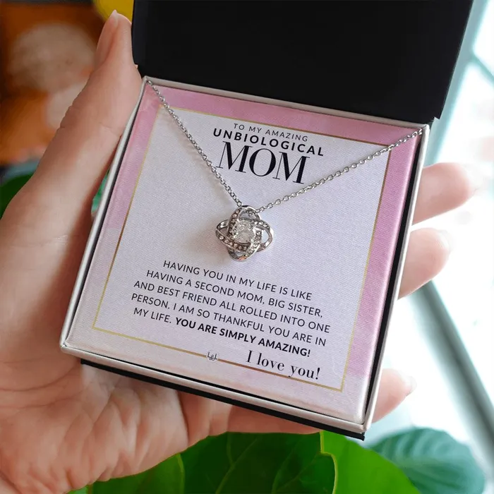 ShineOn Fulfillment Necklaces Amazing Unbiological Mom Gift Present for Stepmom Bonus Mom Second Mom Unbiological Mom or Other Mom Great For Mothers Day Christmas Her Birthday Or As An Encouragement Gift