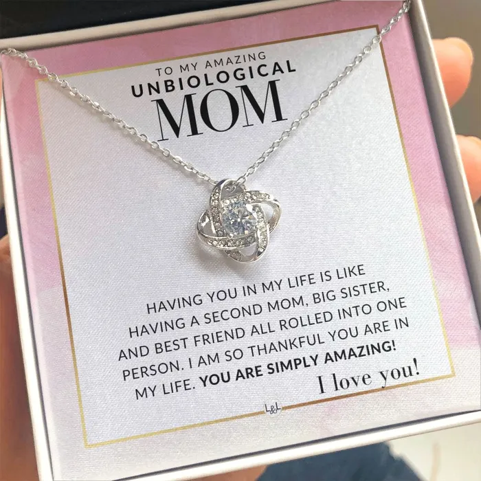ShineOn Fulfillment Necklaces Amazing Unbiological Mom Gift Present for Stepmom Bonus Mom Second Mom Unbiological Mom or Other Mom Great For Mothers Day Christmas Her Birthday Or As An Encouragement Gift