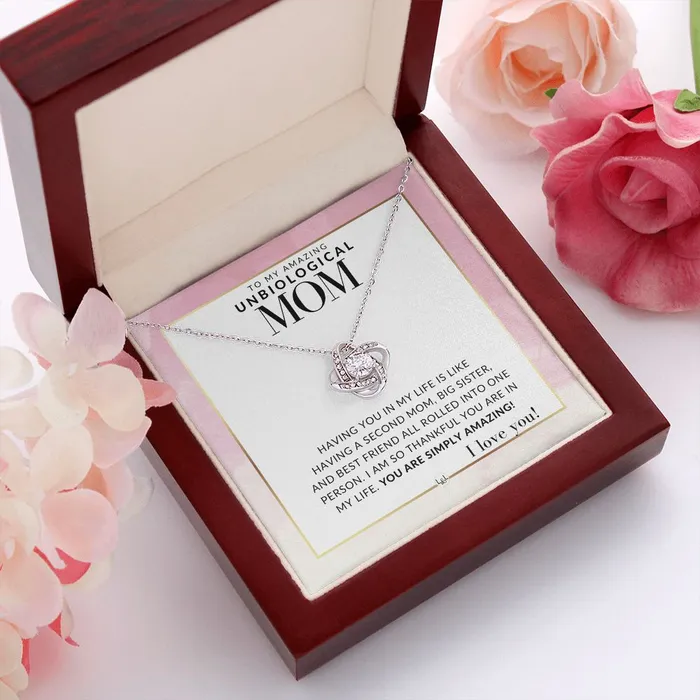 ShineOn Fulfillment Necklaces Amazing Unbiological Mom Gift Present for Stepmom Bonus Mom Second Mom Unbiological Mom or Other Mom Great For Mothers Day Christmas Her Birthday Or As An Encouragement Gift