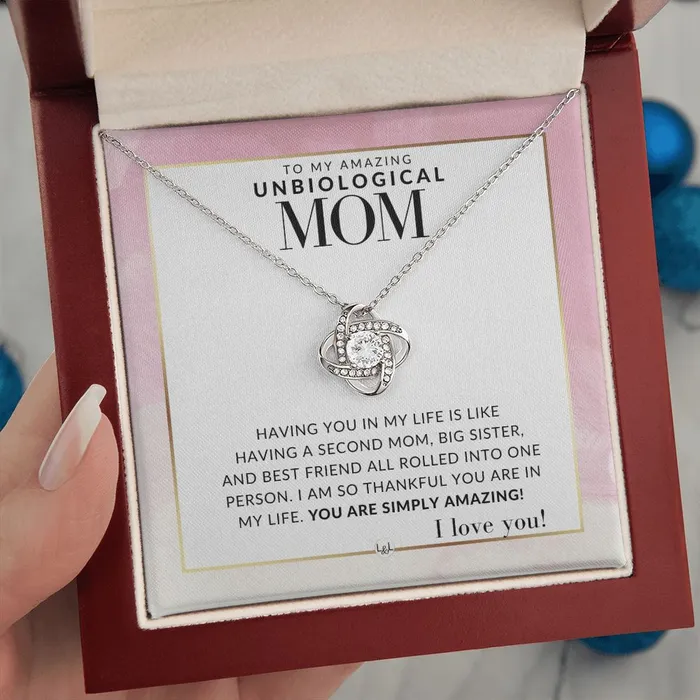 ShineOn Fulfillment Necklaces Amazing Unbiological Mom Gift Present for Stepmom Bonus Mom Second Mom Unbiological Mom or Other Mom Great For Mothers Day Christmas Her Birthday Or As An Encouragement Gift