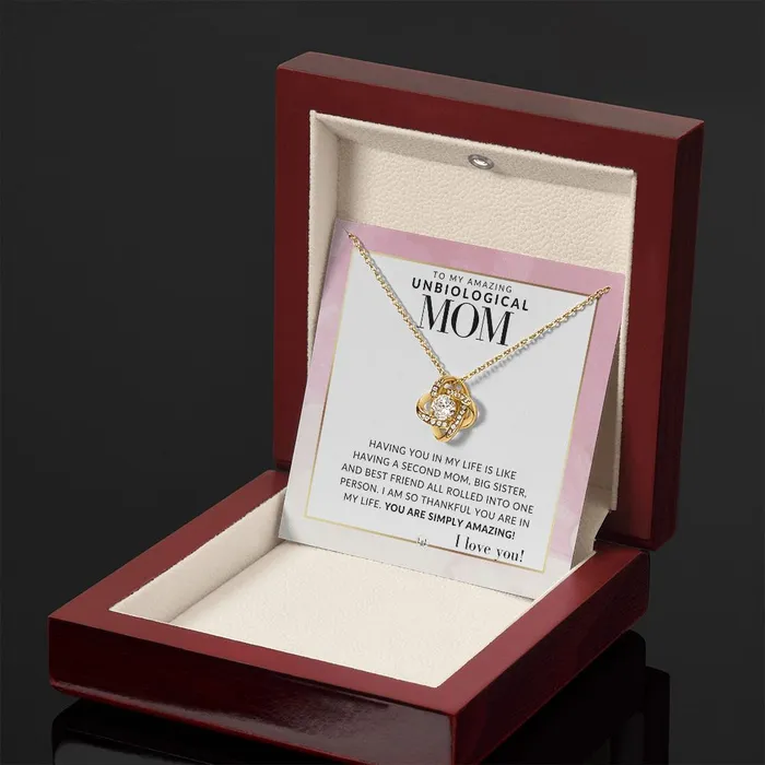 ShineOn Fulfillment Necklaces Amazing Unbiological Mom Gift Present for Stepmom Bonus Mom Second Mom Unbiological Mom or Other Mom Great For Mothers Day Christmas Her Birthday Or As An Encouragement Gift