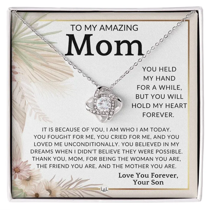 ShineOn Fulfillment Necklaces Gift for Mom From Son My Heart Forever To Mother From Son Beautiful Womens Pendant Necklace Great For Mothers Day Christmas or Her Birthday