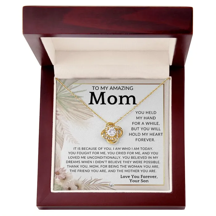 ShineOn Fulfillment Necklaces Gift for Mom From Son My Heart Forever To Mother From Son Beautiful Womens Pendant Necklace Great For Mothers Day Christmas or Her Birthday