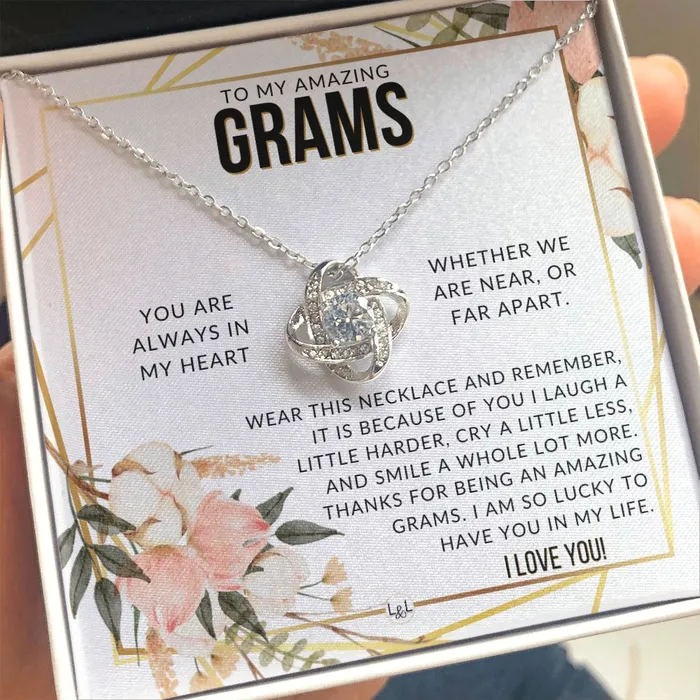 ShineOn Fulfillment Necklaces Grams Gift Beautiful Womens Pendant From Granddaughter Grandson Grandkids Great For Mothers Day Christmas or Birthday