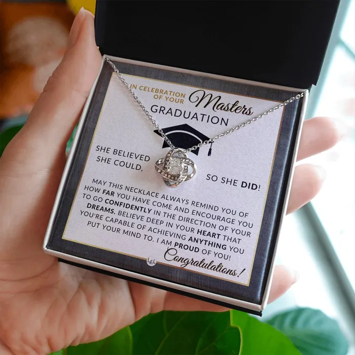ShineOn Fulfillment Necklaces Masters Graduation Gift For Her Mastering Success Graduation Necklace for Women Whove Completed Their Masters Degree 2024 Graduation Gift Idea For Her
