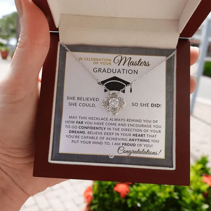 ShineOn Fulfillment Necklaces Masters Graduation Gift For Her Mastering Success Graduation Necklace for Women Whove Completed Their Masters Degree 2024 Graduation Gift Idea For Her