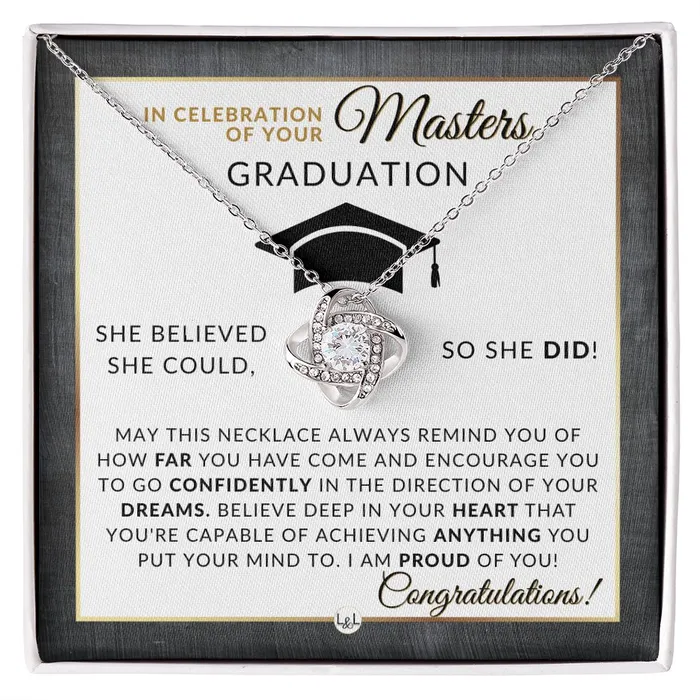 ShineOn Fulfillment Necklaces Masters Graduation Gift For Her Mastering Success Graduation Necklace for Women Whove Completed Their Masters Degree 2024 Graduation Gift Idea For Her