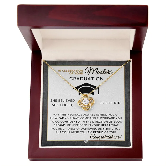 ShineOn Fulfillment Necklaces Masters Graduation Gift For Her Mastering Success Graduation Necklace for Women Whove Completed Their Masters Degree 2024 Graduation Gift Idea For Her