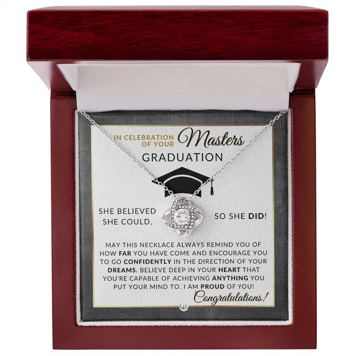ShineOn Fulfillment Necklaces Masters Graduation Gift For Her Mastering Success Graduation Necklace for Women Whove Completed Their Masters Degree 2024 Graduation Gift Idea For Her
