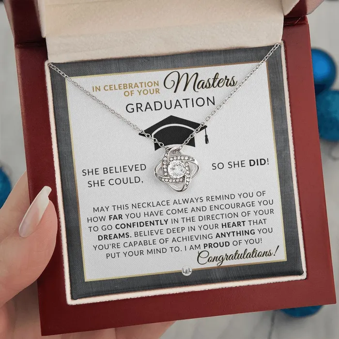 ShineOn Fulfillment Necklaces Masters Graduation Gift For Her Mastering Success Graduation Necklace for Women Whove Completed Their Masters Degree 2024 Graduation Gift Idea For Her