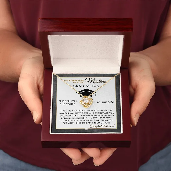 ShineOn Fulfillment Necklaces Masters Graduation Gift For Her Mastering Success Graduation Necklace for Women Whove Completed Their Masters Degree 2024 Graduation Gift Idea For Her