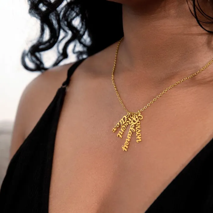 ShineOn Fulfillment Necklaces Multiple Vertical Names Custom Name Necklace ShineOn Fulfillment Necklaces Multiple Vertical Names Custom Name Necklace
