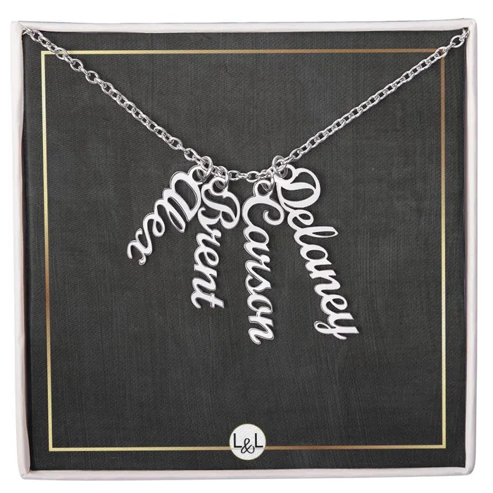 ShineOn Fulfillment Necklaces Multiple Vertical Names Custom Name Necklace