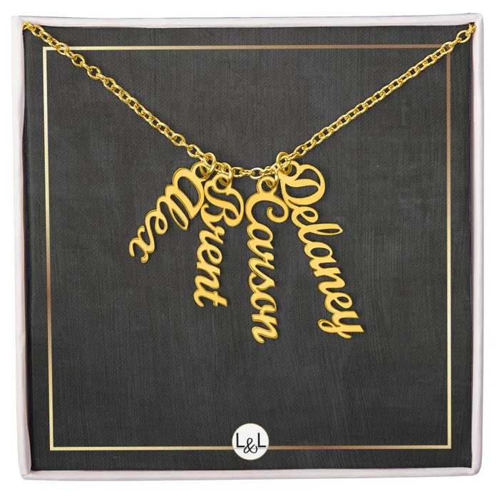 ShineOn Fulfillment Necklaces Multiple Vertical Names Custom Name Necklace