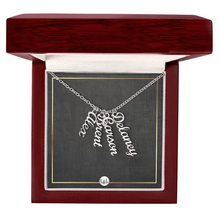 ShineOn Fulfillment Necklaces Multiple Vertical Names Custom Name Necklace