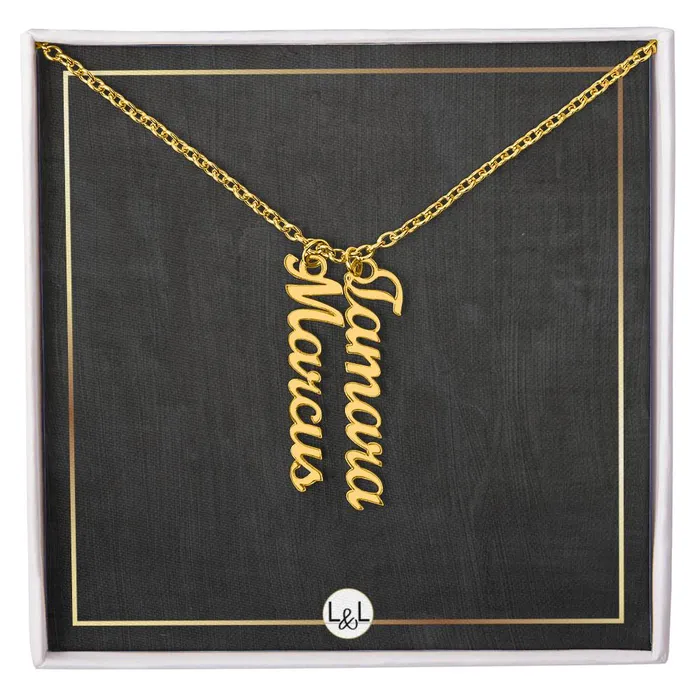 ShineOn Fulfillment Necklaces Multiple Vertical Names Custom Name Necklace