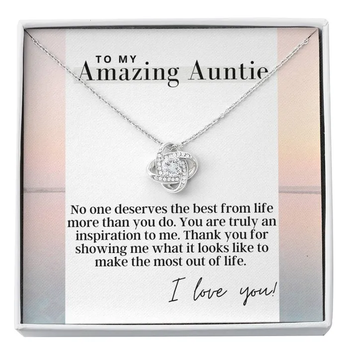 ShineOn Fulfillment To My Amazing Auntie Love Knot Pendant Necklace The Perfect Gift For Aunt Necklaces ShineOn Fulfillment To My Amazing Auntie Love Knot Pendant Necklace The Perfect Gift For Aunt Necklaces