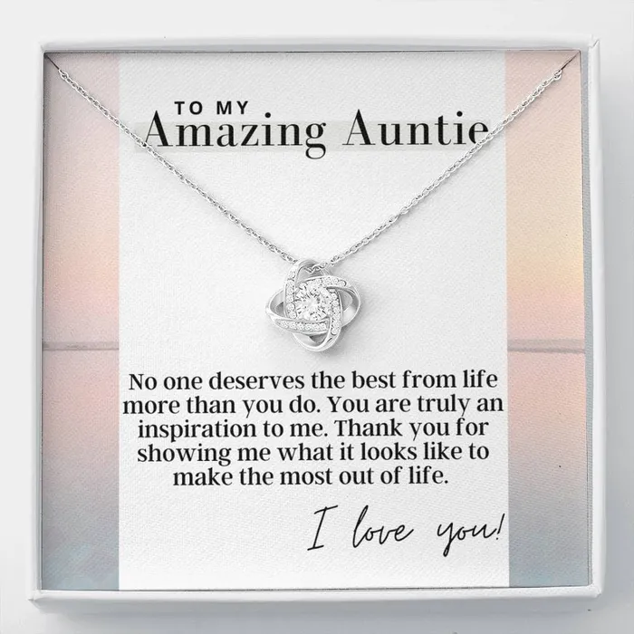 ShineOn Fulfillment To My Amazing Auntie Love Knot Pendant Necklace The Perfect Gift For Aunt Necklaces