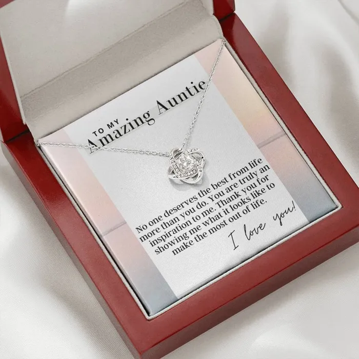 ShineOn Fulfillment To My Amazing Auntie Love Knot Pendant Necklace The Perfect Gift For Aunt Necklaces