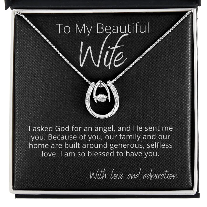 ShineOn Fulfillment To My Beautiful Wife Youre a Gift From God Lucky In Love Pendant Necklace The Perfect Gift Necklaces