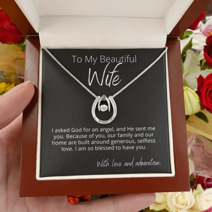 ShineOn Fulfillment To My Beautiful Wife Youre a Gift From God Lucky In Love Pendant Necklace The Perfect Gift Necklaces