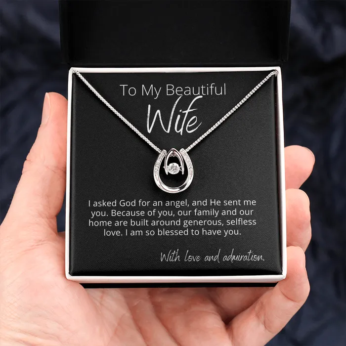 ShineOn Fulfillment To My Beautiful Wife Youre a Gift From God Lucky In Love Pendant Necklace The Perfect Gift Necklaces