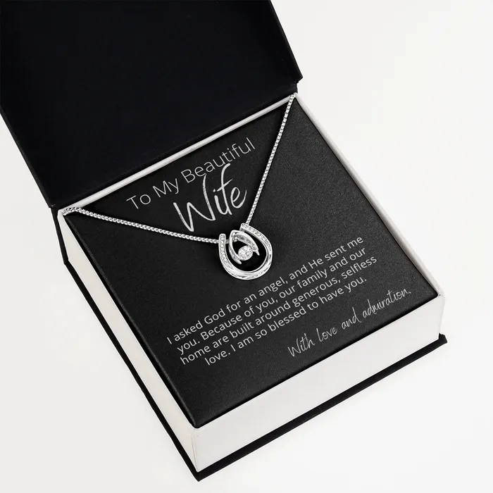 ShineOn Fulfillment To My Beautiful Wife Youre a Gift From God Lucky In Love Pendant Necklace The Perfect Gift Necklaces