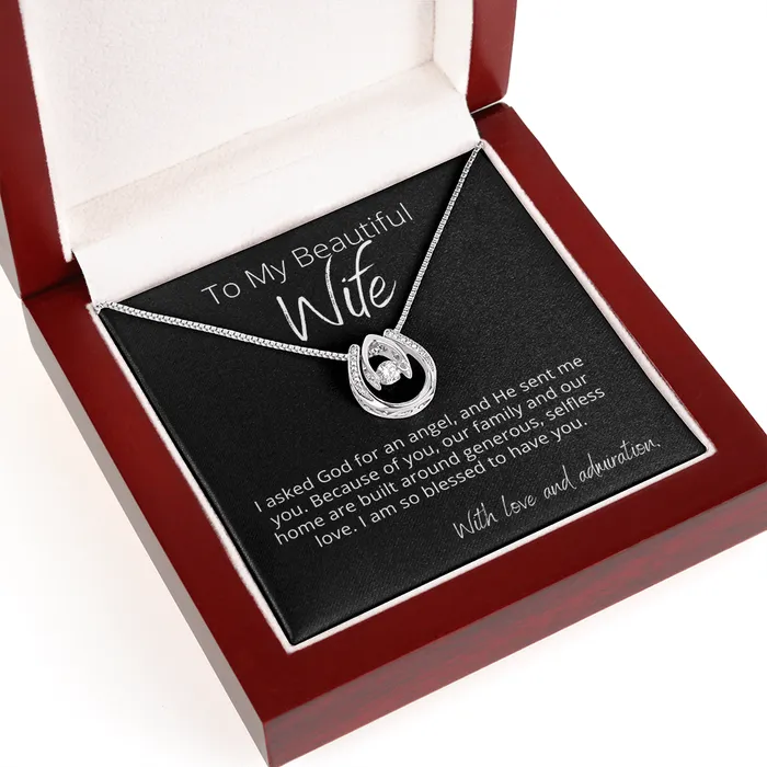 ShineOn Fulfillment To My Beautiful Wife Youre a Gift From God Lucky In Love Pendant Necklace The Perfect Gift Necklaces