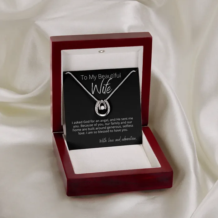 ShineOn Fulfillment To My Beautiful Wife Youre a Gift From God Lucky In Love Pendant Necklace The Perfect Gift Necklaces