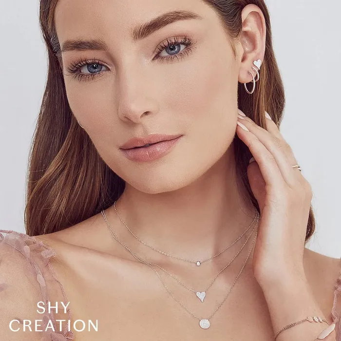 SHY CREATION Shy Creation 14K White Gold 11ctw Heart Style Pendant Necklaces SHY CREATION Shy Creation 14K White Gold 11ctw Heart Style Pendant Necklaces