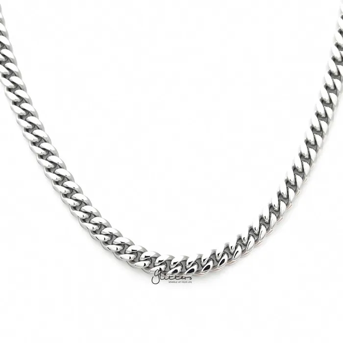 Stainless Steel Miami Cuban Curb Chain Necklace 6mm Width Glitters Necklaces