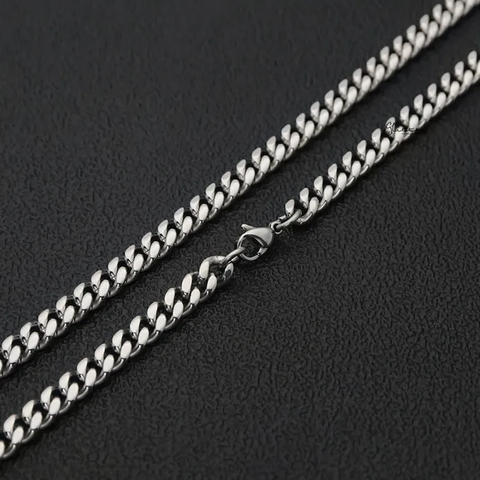 Stainless Steel Miami Cuban Curb Chain Necklace 6mm Width Glitters Necklaces