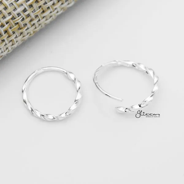 Sterling Silver Twisted Pattern Bendable Hoop Earrings Glitters Earrings