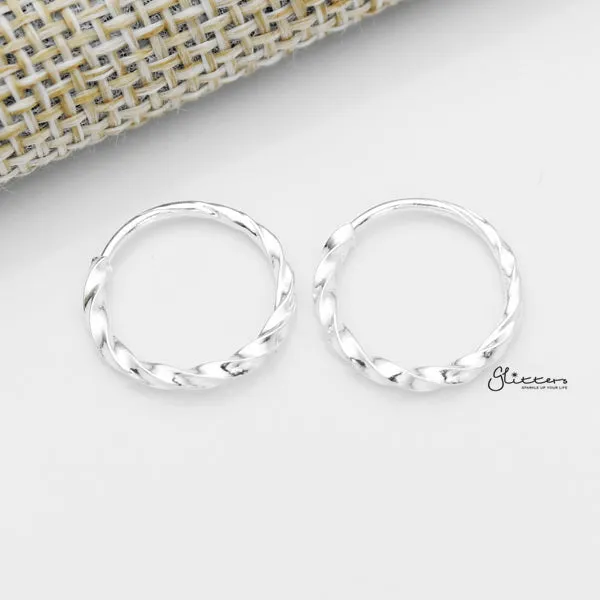 Sterling Silver Twisted Pattern Bendable Hoop Earrings Glitters Earrings