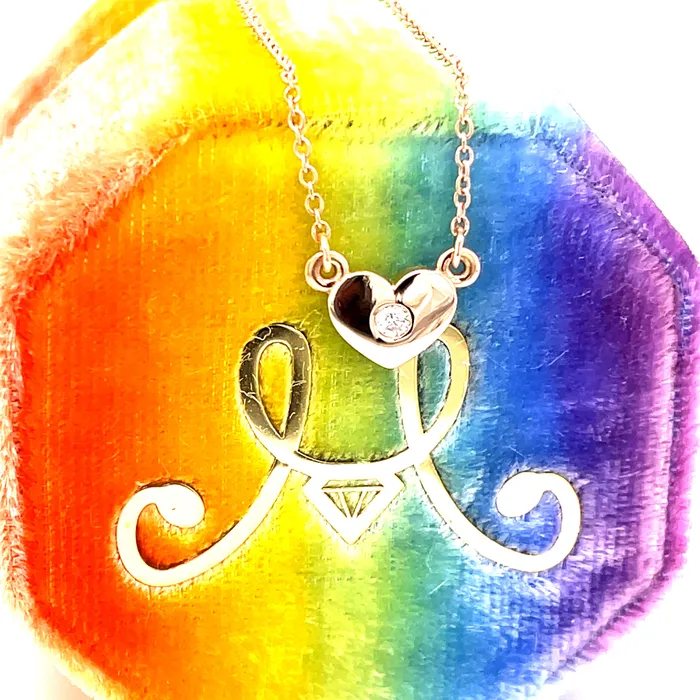 Storyteller by Vintage Magnality Necklaces Full Heart Natural Diamond 16 Necklace Solid 14K Rose White Yellow Gold or Silver
