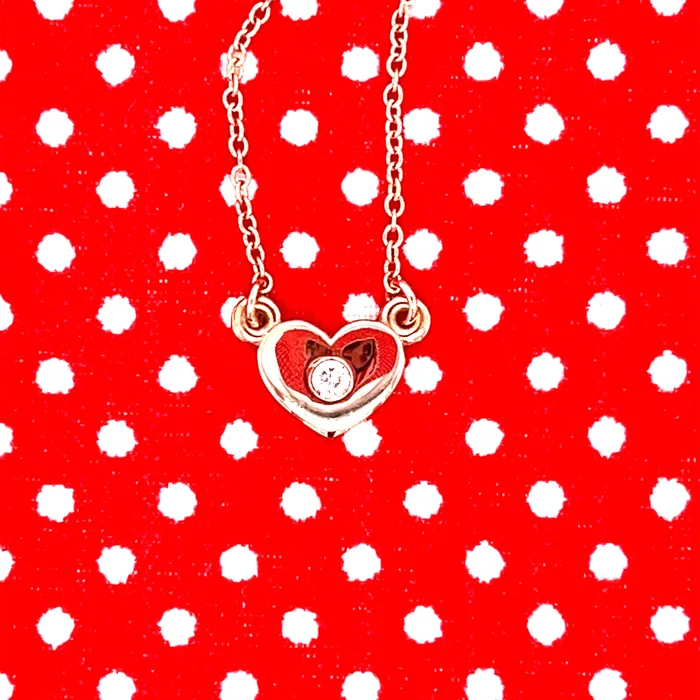 Storyteller by Vintage Magnality Necklaces Full Heart Natural Diamond 16 Necklace Solid 14K Rose White Yellow Gold or Silver