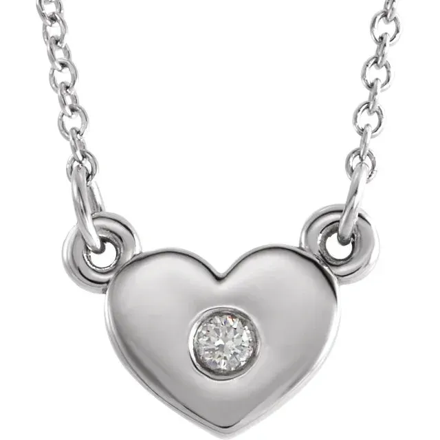 Storyteller by Vintage Magnality Necklaces Full Heart Natural Diamond 16 Necklace Solid 14K Rose White Yellow Gold or Silver