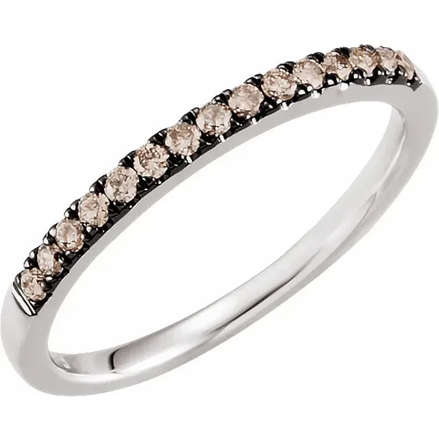 Storyteller by Vintage Magnality Rings Carmel Latte Natural Diamond Stacking Ring Solid 14K White Gold