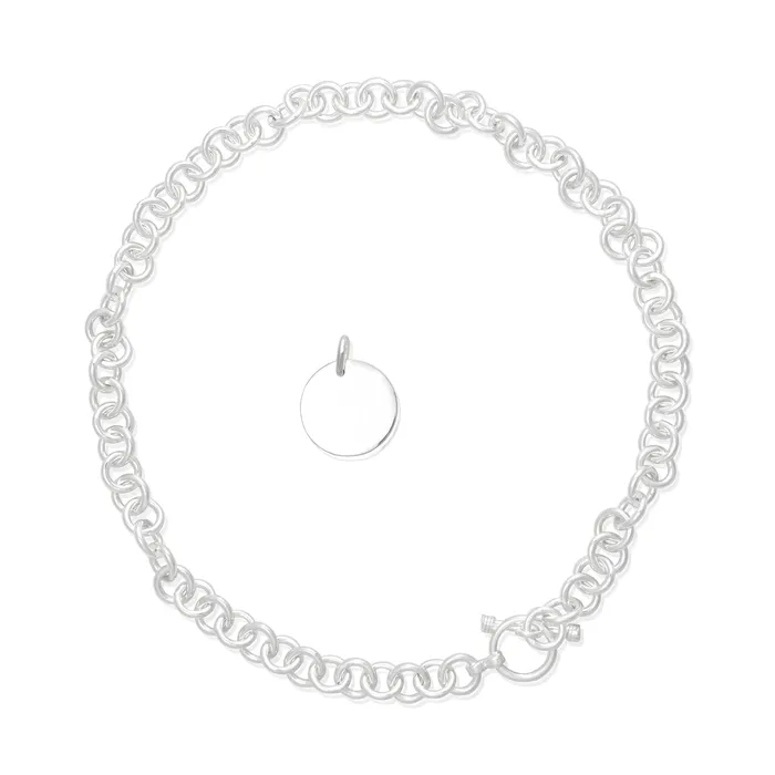 Teeda Necklaces N002 Med Round Link Charm Necklace