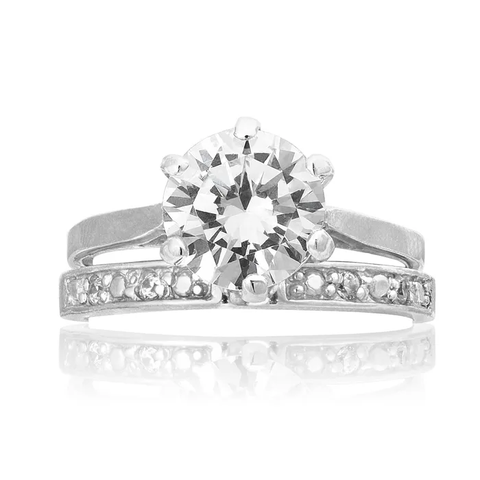 Teeda Rings RSZ2147 Cubic Zirconia Engagement Wedding Ring Set