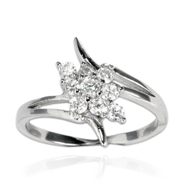 Teeda Rings RZ7083 Wave and CZ Cluster Ring