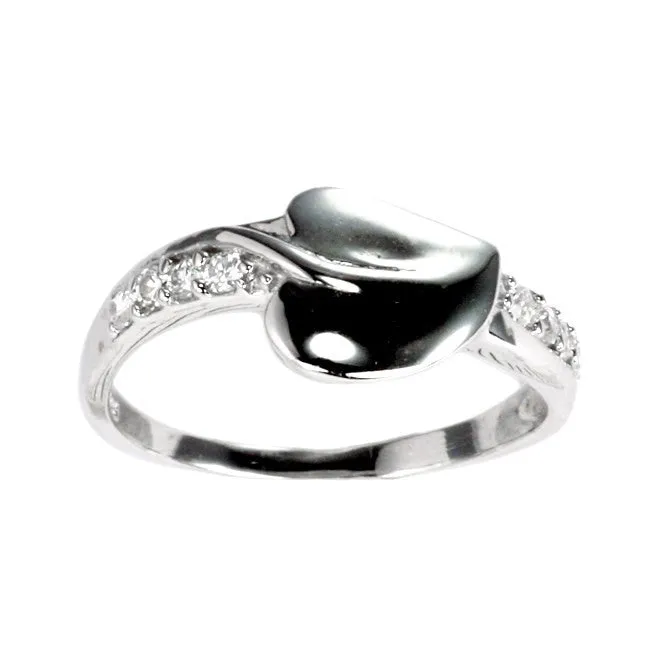 Teeda Rings RZ7118 Sculpted Leaf CZ Ring