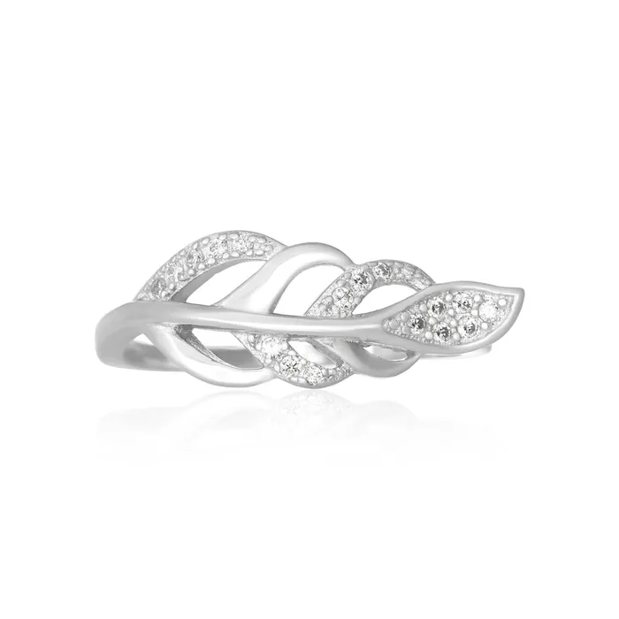 Teeda RZ7165 Frond Feather Micropav CZ Ring Rings