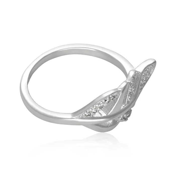 Teeda RZ7165 Frond Feather Micropav CZ Ring Rings