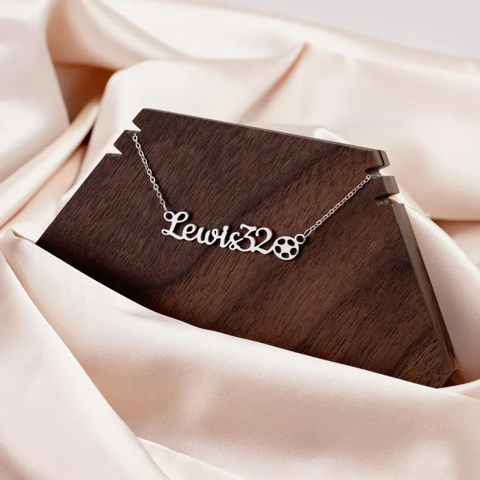 teelaunch Necklaces Sports Necklace Soccer Ball Custom Name Necklace