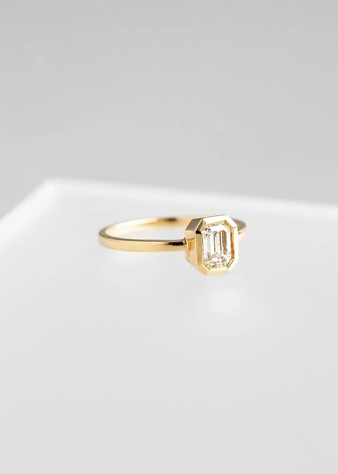 The Leda 64ct Emerald Cut Diamond Yellow Gold Venvs New Theme Earrings